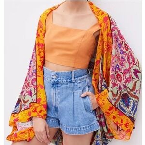 Anthropologie Multi Floral Cocoon Kimono One Size W485